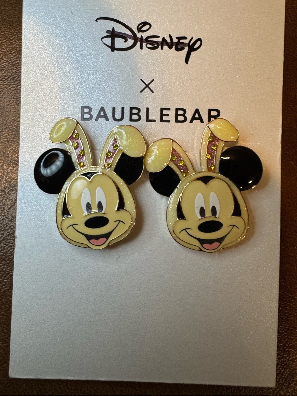 NWT BaubleBar Yellow Mickey Mouse Bunny Ear Earrings